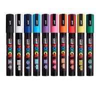 Posca Lot de 10 marqueurs permanents à base d'eau - Utilisation multi-surfaces - PC-5M, extra fin 1,8-2,5 mm