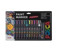 Posca Lot de 12 marqueurs permanents PC-5M pour peinture acrylique métallisée et fluo pour adultes et enfants Parfait pour le coloriage, le tissu, le graffiti, l'aquarelle, le dessin, les fenêtres et