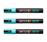 Posca Lot de 3 marqueurs PC-5M Uni-Ball (gamme complète de 35 couleurs disponibles) aqua vert