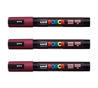 Posca Lot de 3 marqueurs PC-5M Uni-Ball (gamme complète de 35 couleurs disponibles) bordeaux