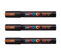 Posca Lot de 3 marqueurs PC-5M Uni-Ball (gamme complète de 35 couleurs disponibles) bronze métallique