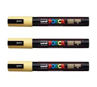 Posca Lot de 3 marqueurs PC-5M Uni-Ball (gamme complète de 35 couleurs disponibles) jaune paille