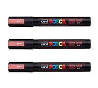 Posca Lot de 3 marqueurs PC-5M Uni-Ball (gamme complète de 35 couleurs disponibles) rouge métallique