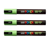 Posca Lot de 3 marqueurs PC-5M Uni-Ball (gamme complète de 35 couleurs disponibles) vert pomme