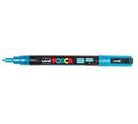 POSCA Lot de 3 Marqueurs PC3ML Pte conique fine en plastique Bleu Clair Pailleté