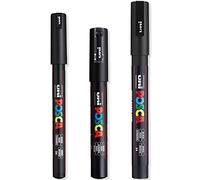 Posca Lot de 3 marqueurs peinture ultra fine à fine - PC-1MR, PC-1M, PC-3M - Encre noire