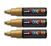 Posca Lot De 3 Marqueurs Pointe Large Biseautée Pc8k 8mm Or