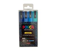 Posca Lot de 4 feutres PC-5M pour peinture acrylique - Marqueurs permanents opaques pour adultes et enfants - Idéal sur tissu, graffiti, aquarelle, contour, dessin, fenêtre et art sur verre