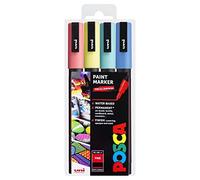 Posca Lot de 4 marqueurs de peinture PC-3M dans une pochette en plastique - Tons primaires pastels