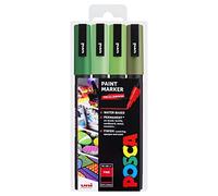 Posca Lot de 4 marqueurs de peinture PC-3M dans une pochette en plastique - Tons verts