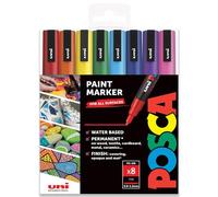 Posca Lot de 8 feutres de coloriage PC-3M - Couleurs essentielles - Dans une boîte cadeau
