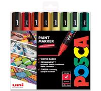 Posca Lot de 8 marqueurs à peinture PC-5M - Pointe de 1,8 à 2,5 mm - Spectre (A) - Pochette en plastique