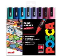 Posca Lot de 8 marqueurs à peinture PC-5M - Pointe de 1,8 à 2,5 mm - Spectre (B) - Pochette en plastique