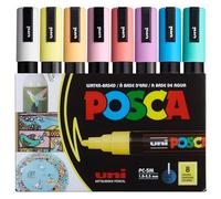 posca Lot de 8 marqueurs de peinture moyenne 5M - Tons doux - Blanc, jaune soleil, abricot, rose clair, rose corail, lavande, bleu clair, vert aqua