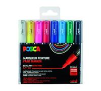Posca Marqueurs PC1MC – 8 pièces, pointe conique extra-fine, pochette classique