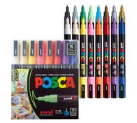 Posca Marqueurs PC3M 186516 – Pointe conique fine – Jeu de 16, couleurs classiques