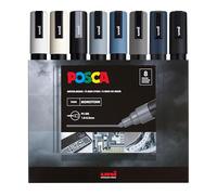 Posca Lot de marqueurs de couleur, stylos de peinture acrylique avec pointes réversibles pour colorier et dessiner sur n'importe quelle surface, formule non toxique, marqueurs monotons pour peinture