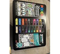 Mallette en métal 20 marqueurs Posca Doodle Art Noir