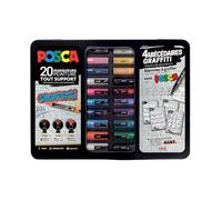 Posca Mallette Graffiti – 20 marqueurs, pointes assorties, couleurs classiques