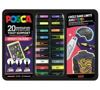 Malette Posca avec 20 Groovy Couleurs Métal Noir Noir G