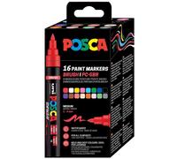 Posca Marqueur À Pigment Pc-5br Brush, Étui De 16, Assorti
