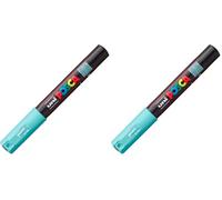 POSCA - Marqueur acrylique PC-3M à pointe ronde fine, vert aqua (Lot de 2)