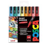 Posca Marqueur peinture PC-3M 0,9-1,3 mm - Tons d'été Lot de 8 stylos dans une boîte cadeau, multicolore