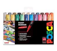 Posca Marqueur permanent à base d'eau - Utilisation multi-surfaces - PC-1M 0,7-1,0 mm - Extra fin - Gamme complète de 21 couleurs - Dans un emballage cadeau
