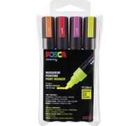 POSCA Marqueur pigmenté POSCA PC-5M boîte de 4 couleurs fluo