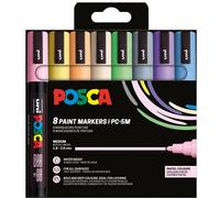 Posca - Pochette 8 marqueurs PC5M - Pointe moyenne - Peinture à base d'eau - Couleurs pastel