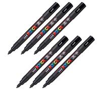 Faber-Castell uni-ball 205055 - Marqueur POSCA à pointe fine ronde, noir, 6 pièces, PC-3M