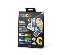 Posca Set de marqueurs 182598 – 8 stylos acryliques PC-5M, pochette tissu, pointe ogive 1,8–2,5 mm