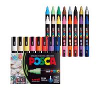 POSCA - Marqueurs acryliques PC-5M, lot de 16, 1,8-2,5 mm, pointe ronde | 16 marqueurs, encre pigmentée à base d'eau, fort pouvoir couvrant, pour presque toutes les surfaces, pointe remplaçable