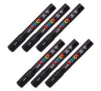 POSCA - Marqueurs acryliques PC-5M, noir, lot de 6 | 6 marqueurs à pointe ronde de 1,8 à 2,5 mm pour presque toutes les surfaces