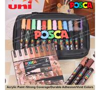 Posca marqueurs acryliques Uni PC-1M/3M/5M, ensemble de toutes les couleurs de gamme, pointes réversibles, base étanche multi-surfaces, papeterie de qualité résistante à la lumière PC-5M 8 Portrait