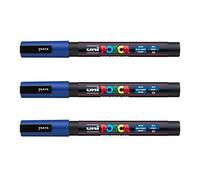 Posca - Marqueurs PC-3 M Uni-Ball - Gamme complète de 40 couleurs disponibles (Lot de 3) bleu
