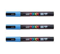 Posca - Marqueurs PC-3 M Uni-Ball - Gamme complète de 40 couleurs disponibles (Lot de 3) bleu ciel