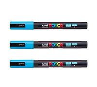 Posca - Marqueurs PC-3 M Uni-Ball - Gamme complète de 40 couleurs disponibles (Lot de 3) bleu clair