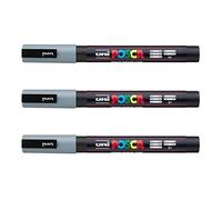 Posca - Marqueurs PC-3 M Uni-Ball - Gamme complète de 40 couleurs disponibles (Lot de 3) gris