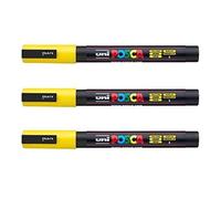 Posca - Marqueurs PC-3 M Uni-Ball - Gamme complète de 40 couleurs disponibles (Lot de 3) jaune