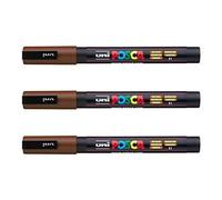 Posca - Marqueurs PC-3 M Uni-Ball - Gamme complète de 40 couleurs disponibles (Lot de 3) marron