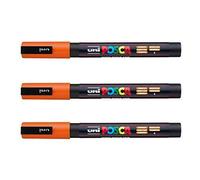 Posca - Marqueurs PC-3 M Uni-Ball - Gamme complète de 40 couleurs disponibles (Lot de 3) Orange