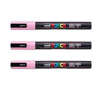 Posca - Marqueurs PC-3 M Uni-Ball - Gamme complète de 40 couleurs disponibles (Lot de 3) rose clair