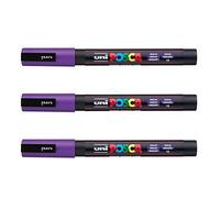 Posca - Marqueurs PC-3 M Uni-Ball - Gamme complète de 40 couleurs disponibles (Lot de 3) violet