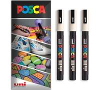Posca Marqueurs permanents à base d'eau - Utilisation multi-surfaces - PC-3M - Lot de 3 stylos dans un étui (beige)
