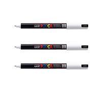 POSCA Mitsubishi Pencil - 3 Marqueurs Blanc PC1MR Pointe Extra Fine Calibrée 0,7 mm - Marqueur Peinture À Base d'Eau - Tout Support - Pour Papier, Textile, Verre, Galet, etc.