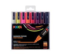 POSCA Mitsubishi Pencil - 8 Marqueurs PC5M - Pointe Conique - Couleurs Chaudes Pointe Moyenne - Marqueurs Peinture à Base d'Eau - Tout Support - Pour Papier, Textile, Verre, Galet, Bois