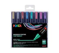 POSCA Mitsubishi Pencil - 8 Marqueurs PC5M - Pointe Conique - Couleurs Métalliques Pointe Moyenne - Marqueurs Peinture à Base d'Eau -Tout Support - Pour Papier, Textile, Verre, Galet, Bois
