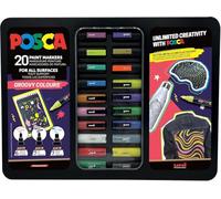 Posca Mallette Groovy Colours – 20 marqueurs (Pc1-1m, Pc-3m, Pc-5m)