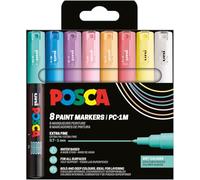 Posca – Marqueurs peinture acrylique PC-1MC – Pointe ogive 0,7–1 mm – Pochette 8 couleurs douces